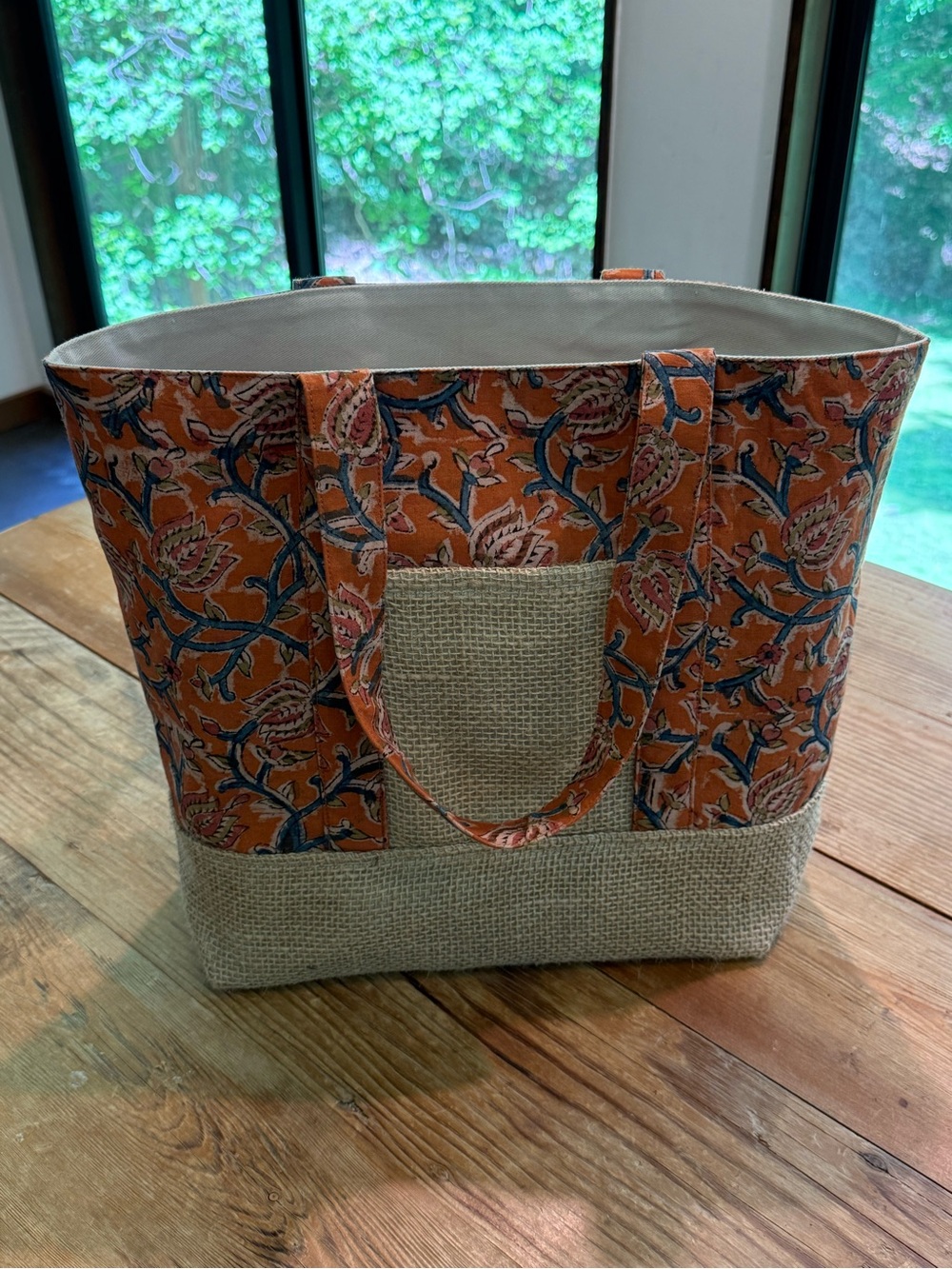 Printed Orange Floral Tote Bag - Picture 6 of 7